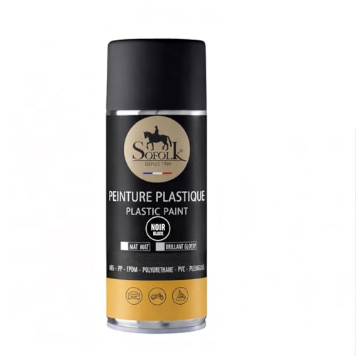 SOFOLK Peinture Plastique Haute résistance pour Auto, Tableau de Bord, Garnitures de Porte, Pare-Choc (01-Noir 9005 Mat)