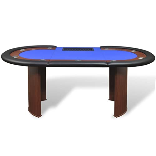RAUGAJ Poker & Games Tables 10 Spieler Pokertisch mit Händlerbereich und Chipablage blau Möbel – Bild 4