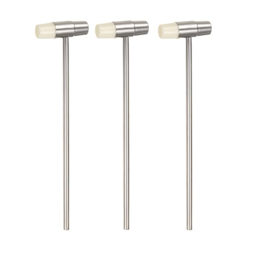 sourcing map 3pcs Double Face Small Plastic Metal Hammer 7 Round Dual Head Multifunctional Mallet with Soft/Hard Tips for Jewelry Watch Handcraft, White
