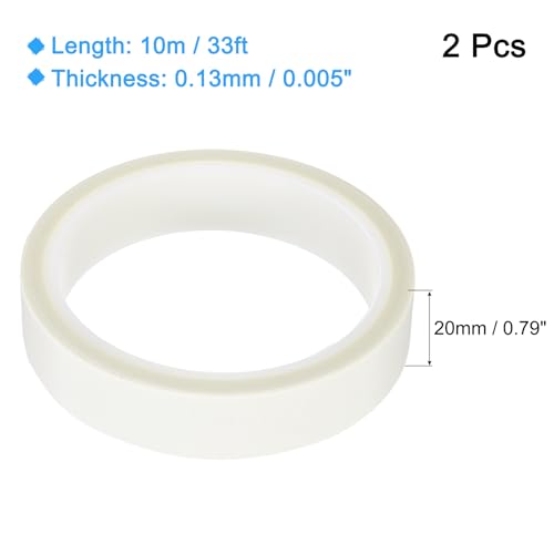 Image of MECCANIXITY 2 Pcs High Temperature Tape 20mm PTFE Coated Fabric Tape Heat Resistant Tape for Vacuum Sealers Adhesive Tape 10m /33ft White 0.13mm Thickness