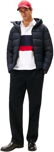 Tommy Hilfiger Herren Pufferjacke Mid Weight mit Kapuze, Blau (Desert Sky), XXXL – Ansicht 4
