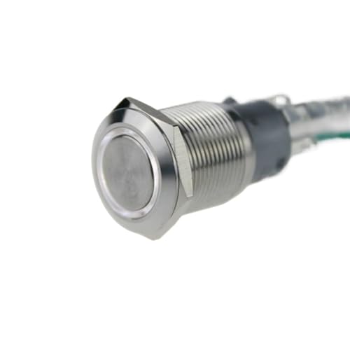 Bouton métallique 19mm étanche 12V pour circuits électriques - Lot de 2