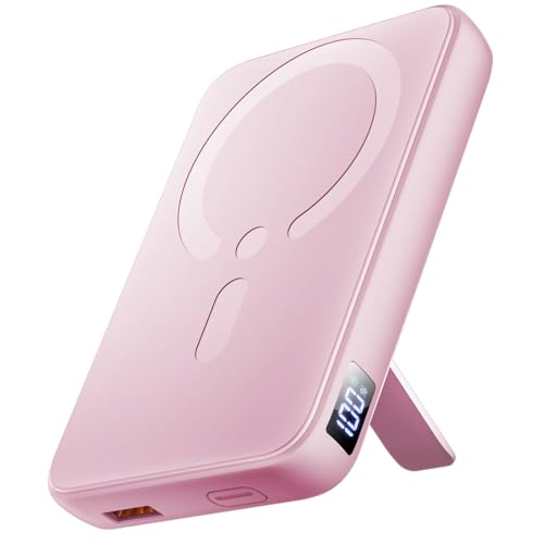 For Magsafe Power Bank 12000mAh Portable Charger 22.5W Fast Charging Battery Pack with USB-C Input & Output LED Display for iPhone 17/16/15/14/13/12 Series-Pink