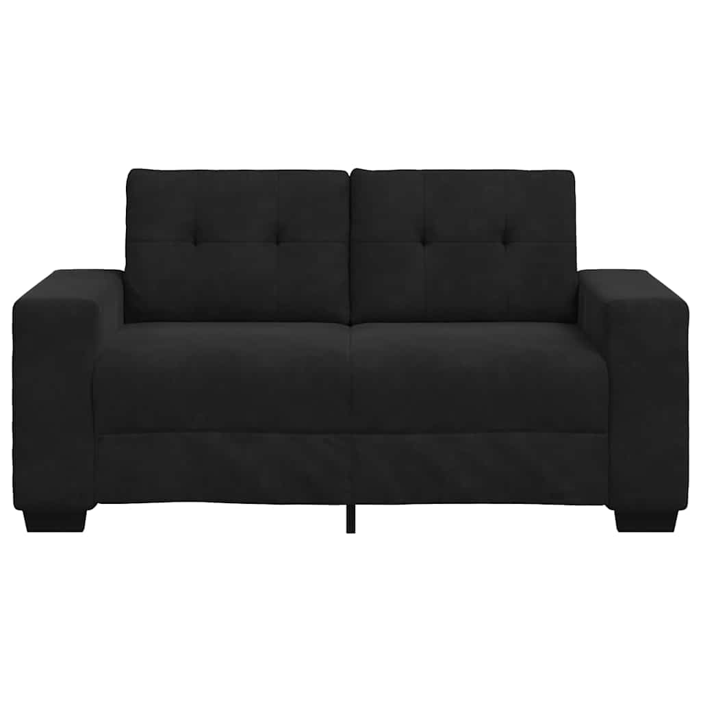 Sofa dwumiejscowa czarna z aksamitnym obiciem 160 x 77 x 82 cm, tapicerowana tapicerka z pianką, sofa relaksacyjna do salonu, biura i pokoju gościnnego, zajmuje mało miejsca i przytulna