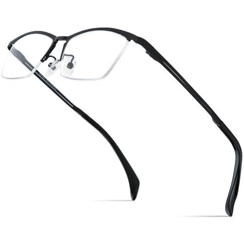 Image of FONEX Pure Titanium Glasses Frame Men Semi Rimless Square Eyeglasses Eyewear DTX416