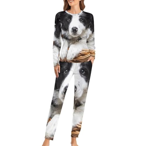 Pyjama femme ensemble avec t-shirt manches longues et pantalon souple Basket Puppy
