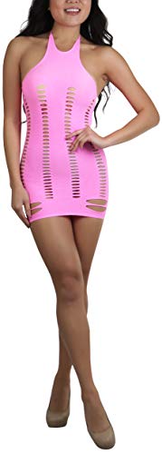 Image of ToBeInStyle Women's Stretch See Through Fishnet Novelty Mini Rave Party Dress