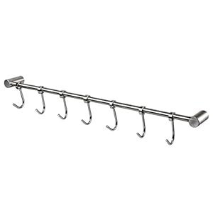 Wobekuy Opknoping Pot Bar Rack Staal Keuken Rail Rack Wandmontage Gebruiksvoorwerp Opknoping Rack RVS Hanger Haken voor…