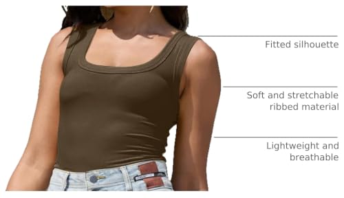 Image of SVALIY Summer Womens Tank Tops 2026 Square Neck Fitted Sleeveless Shirts for Women Ribbed Basic Top