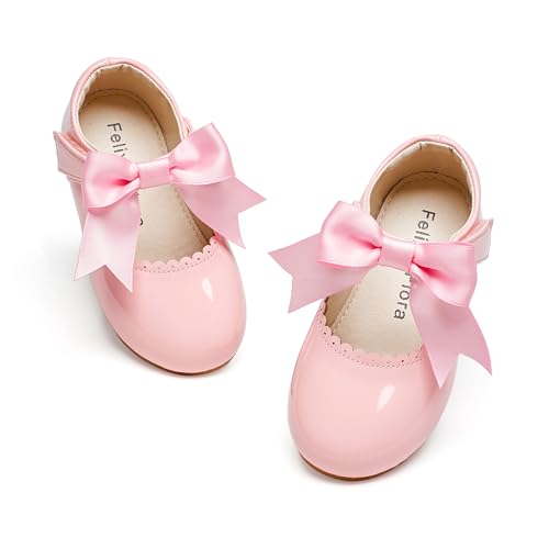 Image of Felix & Flora Toddler Flower Girl Dress Shoes - Baby Girl Ballet Mary Jane Flats for Party School Wedding