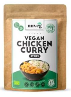 Tiras de Pollo al Curry Vegano, Sin Gluten, 90 g. Pack de 2