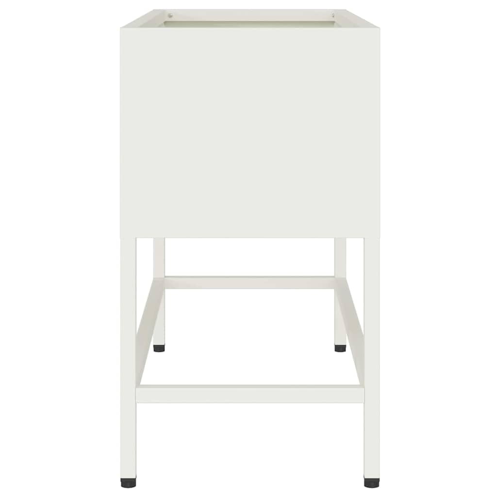 Bac de Jardin surélevé Blanc en Acier 60 x 26 x 48 cm, jardinière rectangulaire résistante UV pour Balcon terrasse Jardin, Pot Plante décoration extérieure Durable