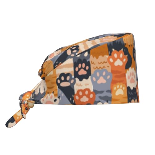 Image of Working Cap Scrub Cap with Sweatband Adjustable Unisex Women Tie Back Hat Nurse Surgical Caps