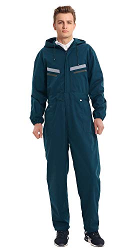 Oralidera Combinaison de Travail à Capuche Résistante pour Hommes Salopette de Travail pour Industrie ou Bricolage Résistante avec Fermeture, Vert, S Cover