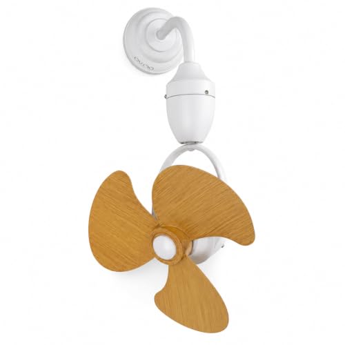 Image of OLTAO Nova 14-Inch Designer Wall Premium Deluxe Fan with Wooden Blades - Silent Operation & Oscillation (Matt white style 2)