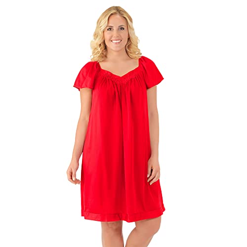 Image of Exquisite Form 30109 Women's Nylon Tricot Flutter Sleeve Short Knee Length Nightgown