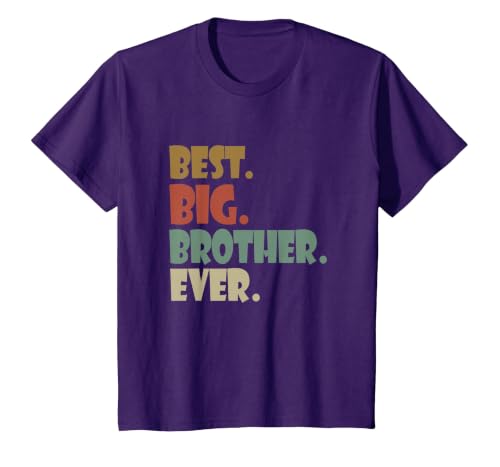 Best Big Brother Ever Older Sibling Teenager for Boys T-Shirt, Youth, Purple, 2T