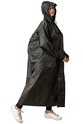 Image of THE DRY CAPE ; LET IT RAIN Women's Waterproof Rain Coat | Packable, Full Length with Hood & Pockets | Urban Commuter Rainwear