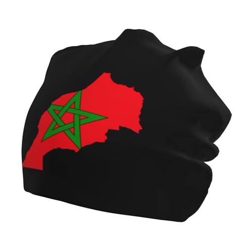 Morocco Flag Map Children Hip Hop Knitted Hat Kids Elastic Leisure Knit Cap Warm Sleep Beanies Black