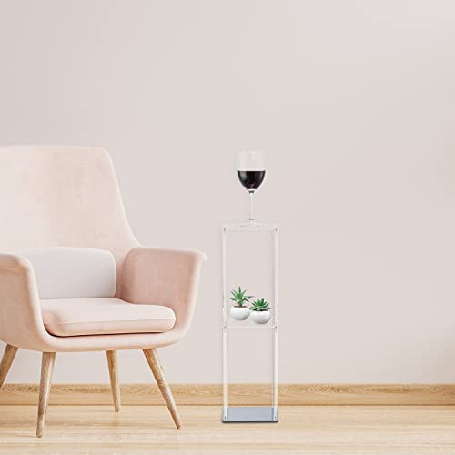 Aquiver Small Acrylic Drink Table - Square Sofa Side Table For Small Space, Living Room, Bedroom - Metal Base, 7'' L X 7'' W X 24'' H #TOP5