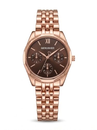 Image of AMERICANVIBER Rose Gold Women Watches | Girl Watch | Watch for Women | Diamond Studed | Premium Design | Trendy Fashionable | Under 499
