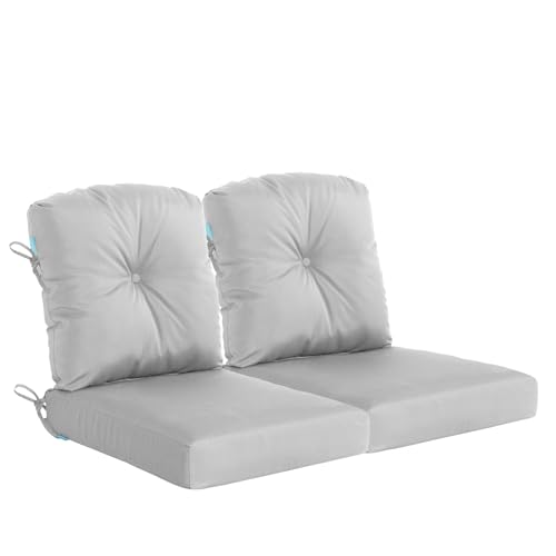 Image of QILLOWAY Outdoor Chair Cushion Set with Strings,Replacement Outdoor Cushions for Patio Furniture.(Light Grey)-Sets of 2