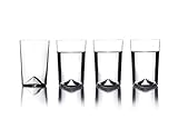 Sempli Monti Aqua Drinking Glasses Set of 4 - Elegant Hand Blown Water Glasses, Cocktail Glasses, Lead-Free Crystal, Stackable, Lightweight, Durable, Artisan Designed - 12 oz