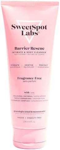 SweetSpot Labs pH Balanced + Barrier Rescue Body Wash for Women, for Dry Itchy Skin, Unscented, 8 oz