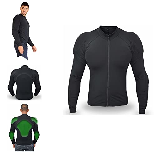 WICKED STOCK Breathable All Seasons Motorcycle Riding Shirt for Men-Women with CE (Certified) Protective Padded Shields Large