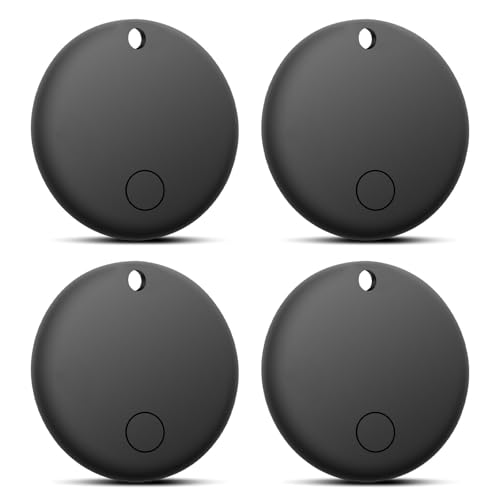 Glitfix 4pcs Air-Tag Android, Smart Tracker kompatibel mit Google Find My Device(Android NUR), Bluetooth Smart Tag für Gepäck/Schlüssel/Koffer/Brieftasche/Taschen (4Pcs-Black-Circular)