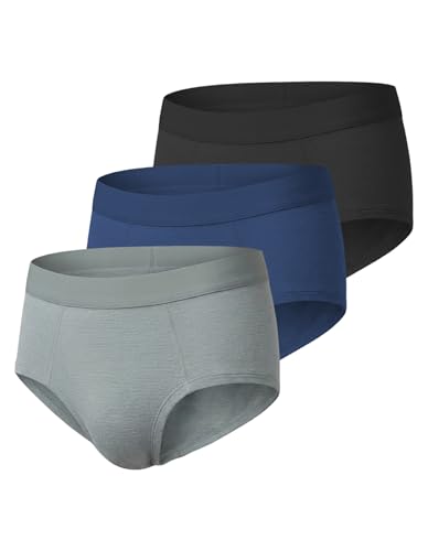 LEADHALO Merino Wool Underwear Women Breathable Light Moisture Wicking Wooly Bikini Panties Anti-odor Ladies Briefs 3 Pack Grey Blue Black M