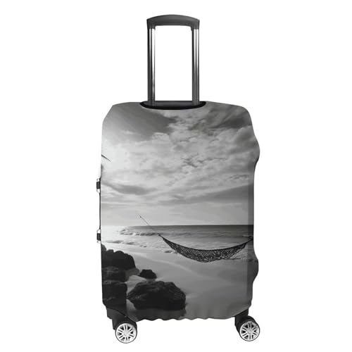 Black And White Beach Luggage Cover, Washable Elastic Suitcase Cover Protector Fit 18-32 Inch Luggage4
