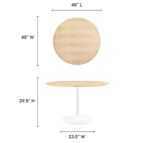 Image of Modway Lippa Dining Table, 48 inch, White Natural