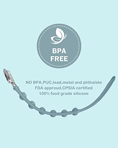 Viyuse One-Piece Paci Chain Pacifier Clip Silicone Pacifier Holder Teether Clip Soothers Binky Holder For Baby Pacifier Leashes&Cases Girls And Boy Birthday Christmas Shower Gift Grey 4Pack #TOP1