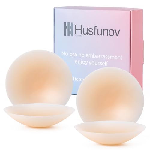 Ultra-thin Nipple Covers for Women - 2 Pairs, Sticky Adhesive Silicone Nipple Pasty, Reusable Pasties Nipple Covers