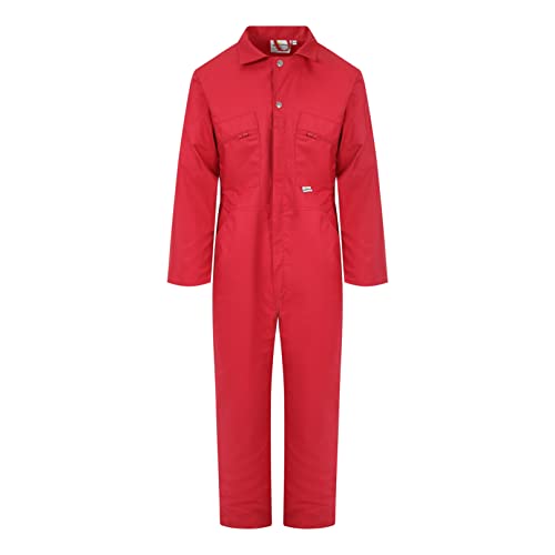 Ladies Zip Front Boilersuit Workwear Boiler Suit Coverall Overall Womens Girls (16 (40 Chest), Red)