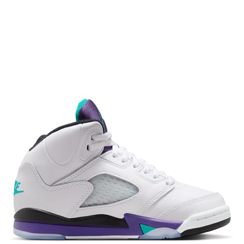 Little Kid's Jordan 5 Retro OG White/New Emerald-Grape Ice (HQ7979 100) - 22