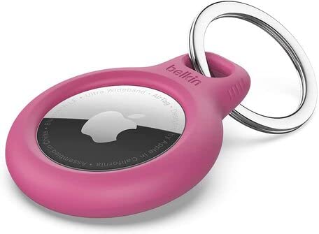 Belkin - Funda con llavero para AirTag (Secure Holder, cubierta protectora, protector para Air Tag con borde elevado antiarañazos) Rosa Cover