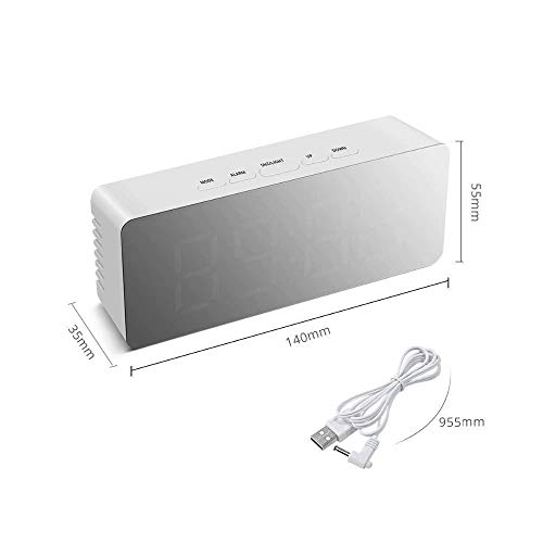 Image of Digital LED Mirror Alarm Clock with Auto Sensor Backlight, Temperature & Date Display, Snooze Function Table Desk Clock for Bedroom, Office, Students Home Decor Mirror Finish Clock