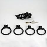 Kutocesy Chastity Cage Kit with 4 Penis Ring Male,Breathable Cock Cages Device Included Lock and Keys Bondage Fetish Sex Toys for Adult Men (M)
