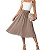 Womens Causal High Waisted Summer Midi Skirts Flowy Palazzo A-Line Long Skirt with Pockets