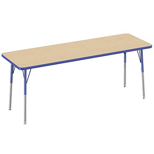 FDP 24" x 72" Rectangle Table with Swivel Glide Legs - Maple/Blue