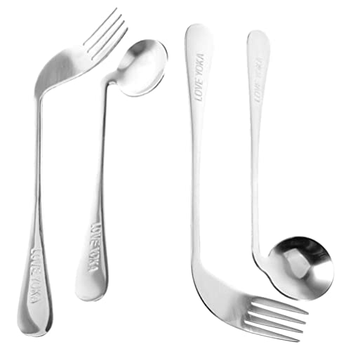 Mobestech 1satz Essen Hilfsmittel Für Senioren Edelstahl Abgewinkelter Löffel Ergonomisches Besteck Für Behinderte Teiliges Zur Selbsternährung...