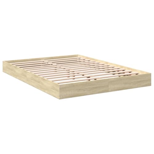 vidaXL Estructura de Cama Madera de ingeniería Roble Sonoma 140x200 cm, Muebles de Dormitorio, Camas, Cama Doble, Cama, somier, Cama de palets