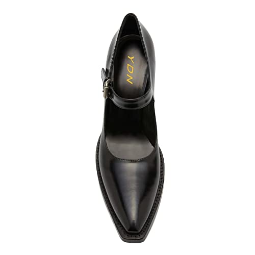 YDN Women Platform Pointed Toe Pumps Chunky High Heel Mary Janes Retro Prom Dance Shoes Size 4-15 US3