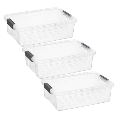 Image of Superio Storage Bins with Lids, Clear Plastic Containers for Organizing, Stackable Totes, BPA Free, Odor Free, Organizer Boxes for Home, and Dorm (3 Pack, 22.75 Qt)