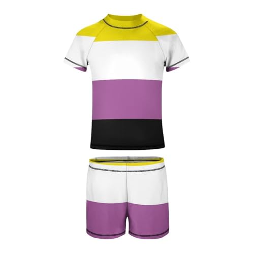 Non-Binary Pride Community FlagChildren's Casual Swimsuit Set - Simple and Versatile8-10Y（130cm）2