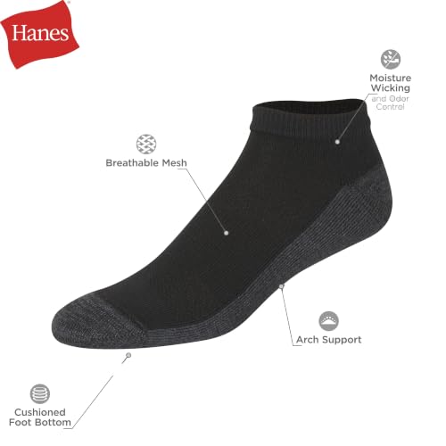 Hanes Mens Socks, X-temp Cushioned Low Cut 12-pack, Black, 12-14 US - image 4