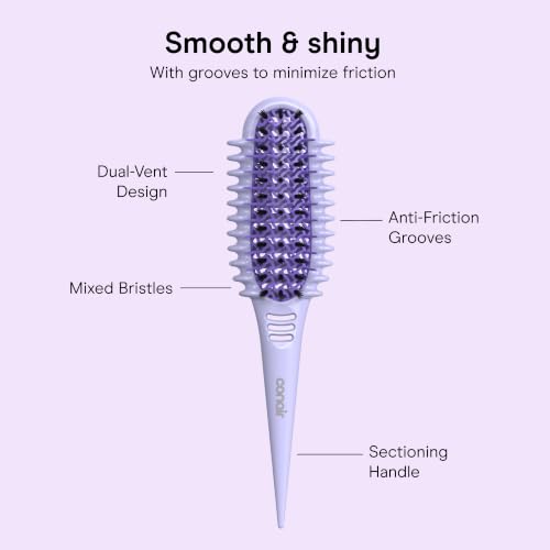 Image of Conair Curl Define Pro Detangler Brush | For Detangling and Defining Loose Curls & Short Hair, Mixed Bristles, Purple, BR95725L