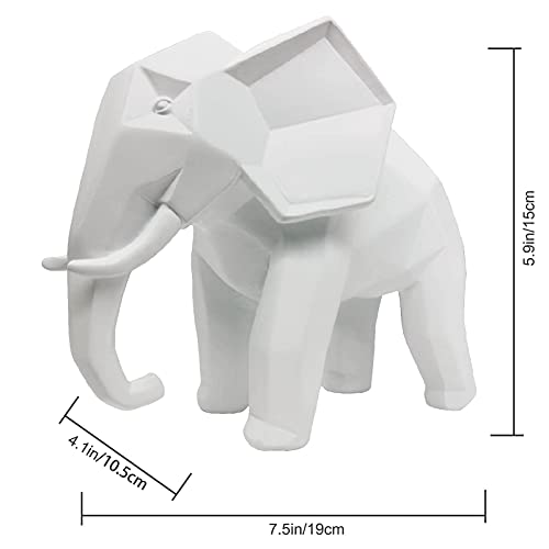 Howfield Resin Geometric Abstract Elephant Sculpture - Modern Geometric Elephant Resin Home Decor Statues Accessories Crafts Sculpture Ornaments (White) #TOP1